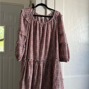 Max Studio Long Sleeve Dress - Red and White
